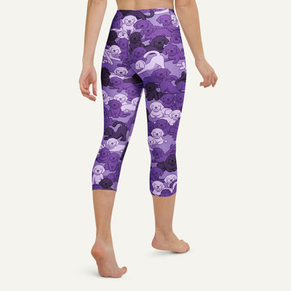 Purple Camo Dog High-Waisted Capri Leggings