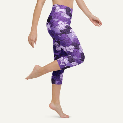 Purple Camo Dog High-Waisted Capri Leggings
