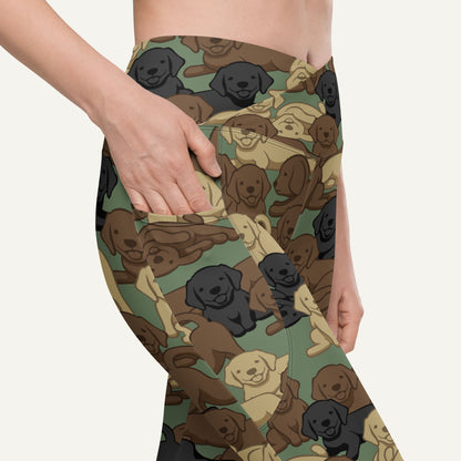 Dogs Camouflage Woodland High-Waisted Crossover Leggings With Pockets