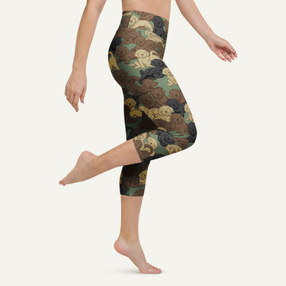 Woodland Camo Dog High-Waisted Capri Leggings