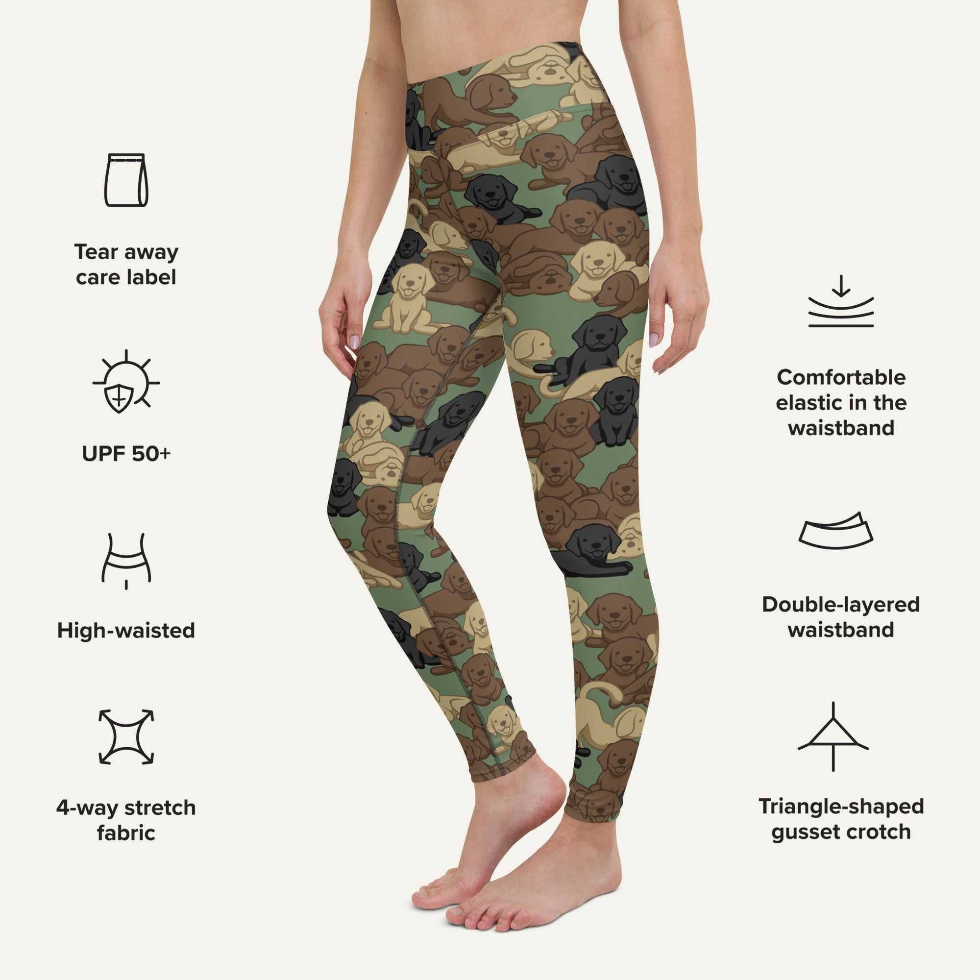 Dogs Camouflage Woodland High Waisted Leggings