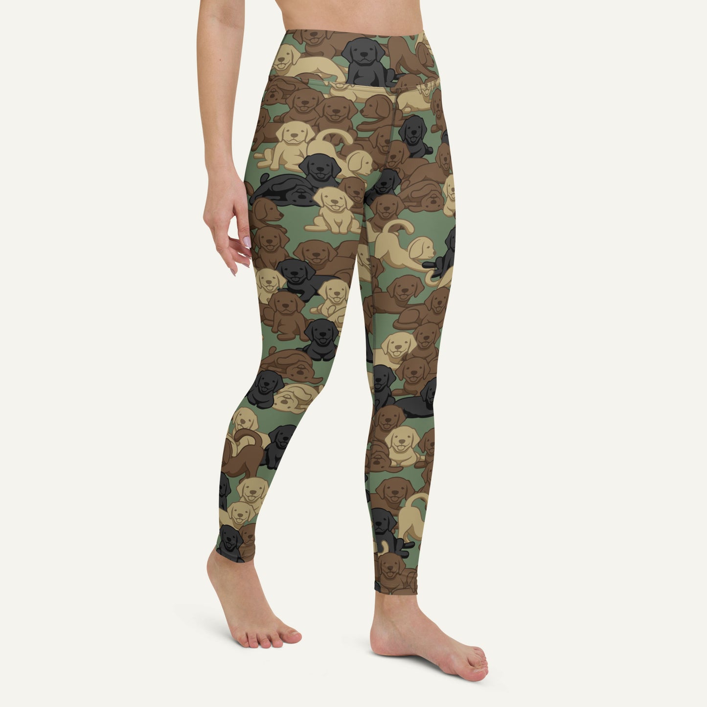 Dogs Camouflage Woodland High-Waisted Leggings