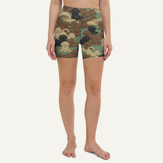 Dogs Camouflage Woodland High-Waisted Shorts