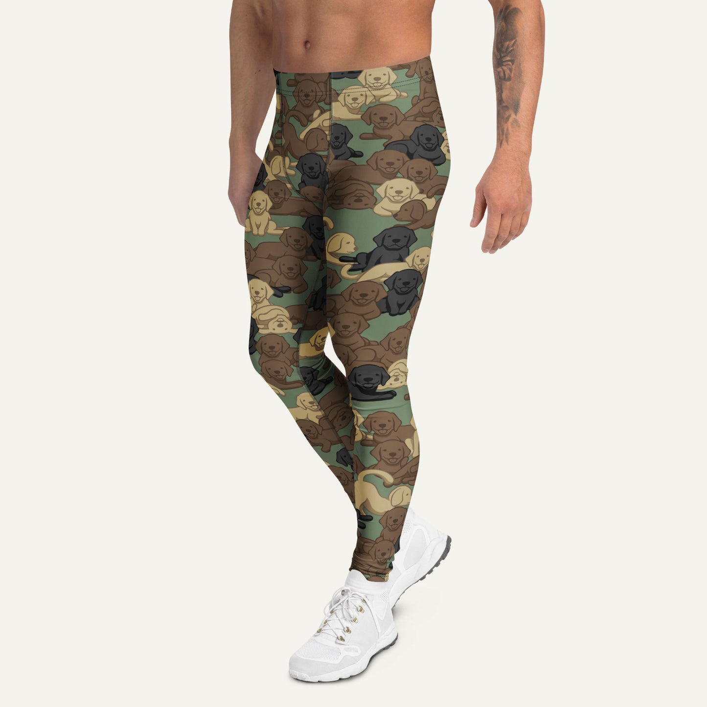 Woodland Camo Dog Men's Leggings