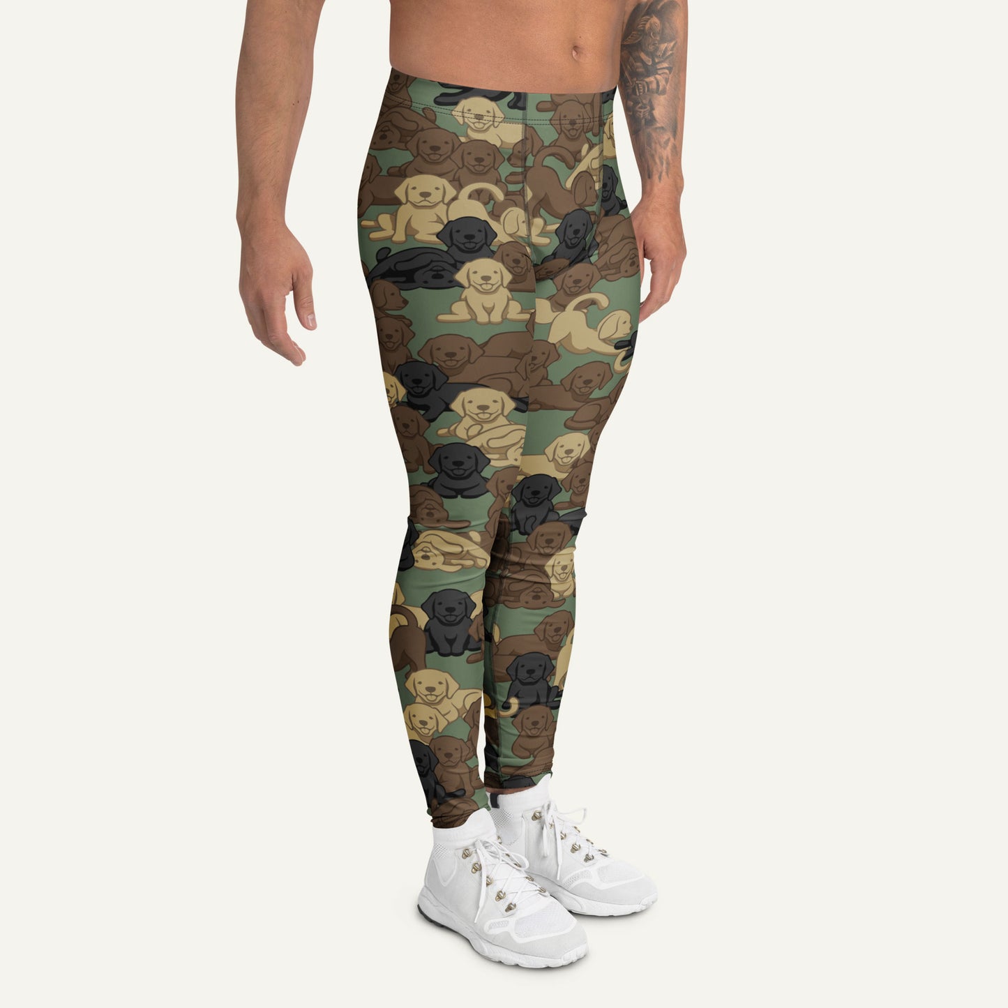 Woodland Camo Dog Men's Leggings
