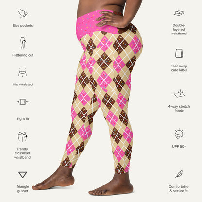Donut Argyle Crossover Pocket Leggings
