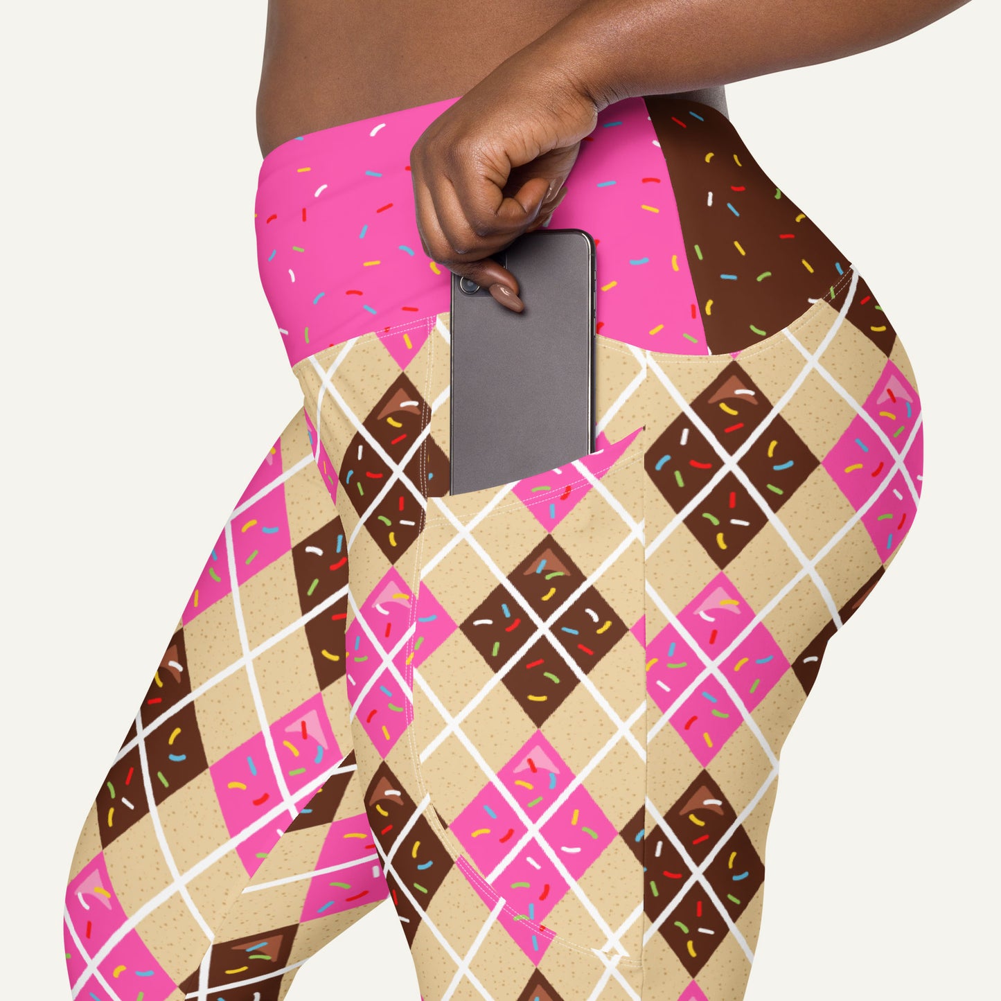 Donut Argyle Crossover Pocket Leggings
