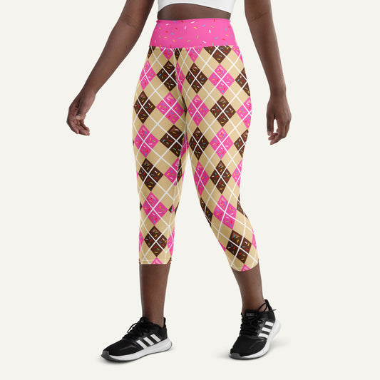 Donut Argyle High-Waisted Capri Leggings