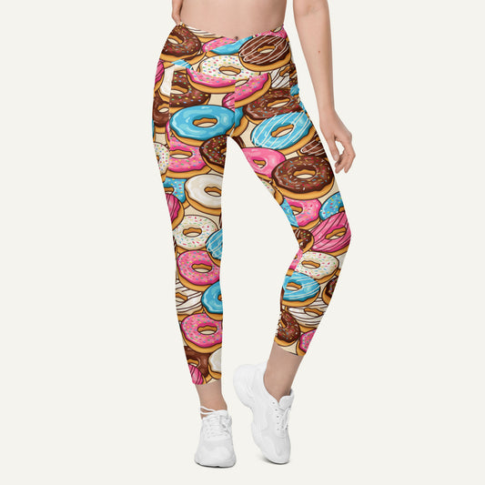 Donut Party Crossover Leggings With Pockets