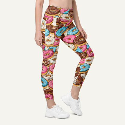 Donut Party Crossover Leggings With Pockets