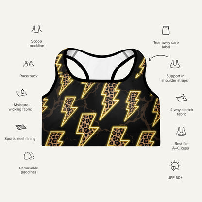Electric Leopard Padded Sports Bra