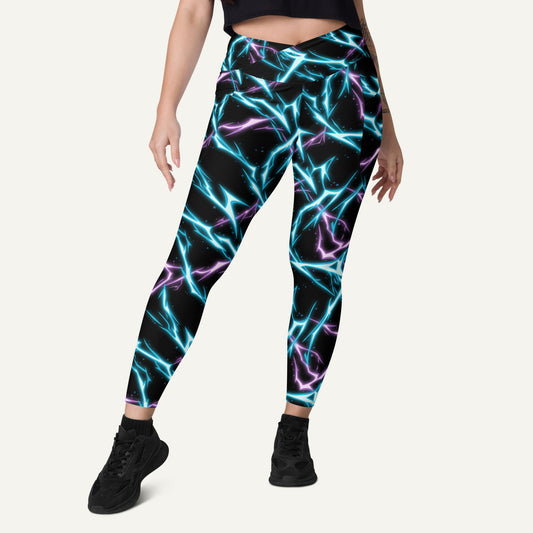 Electric Lightning Crossover Pocket Leggings