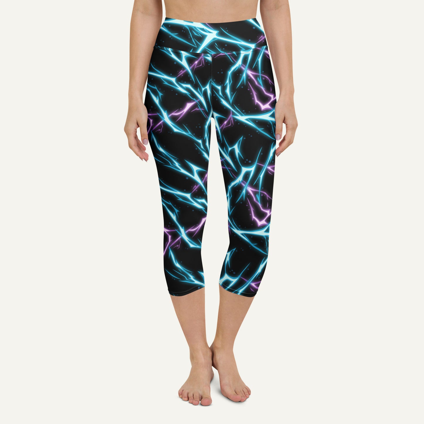Electric Lightning High-Waisted Capri Leggings