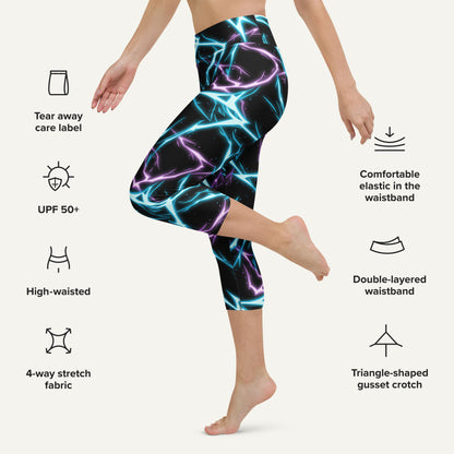 Electric Lightning High-Waisted Capri Leggings