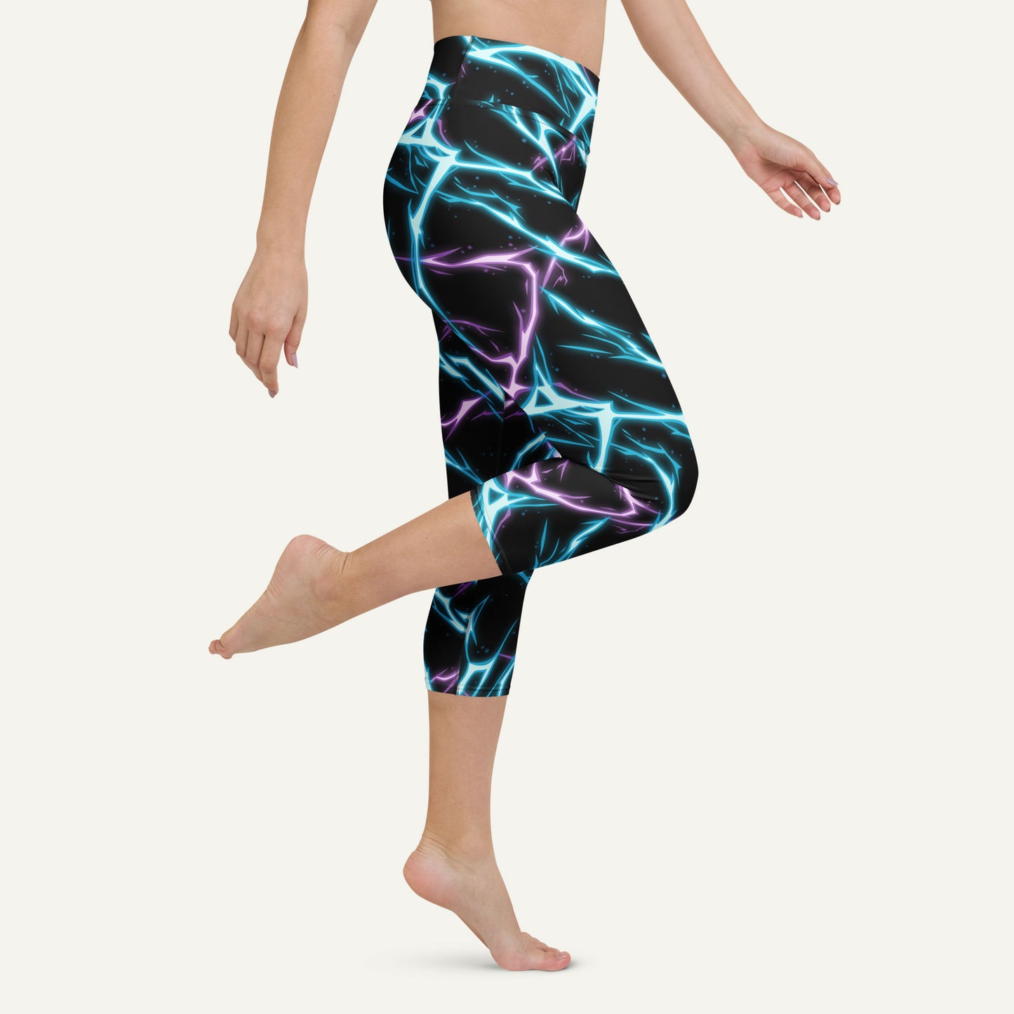 Electric Lightning High-Waisted Capri Leggings