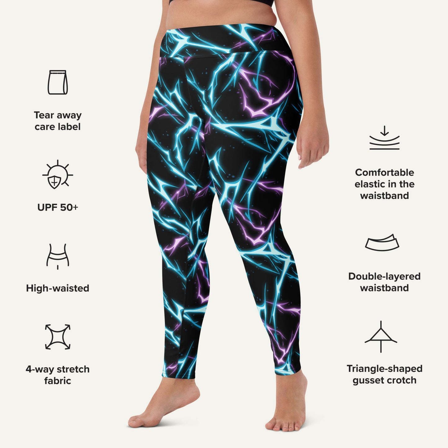 Electric Lightning High-Waisted Leggings