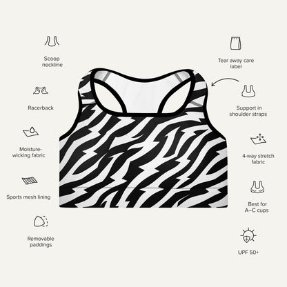 Electric Zebra Padded Sports Bra - Ministry of Sweat