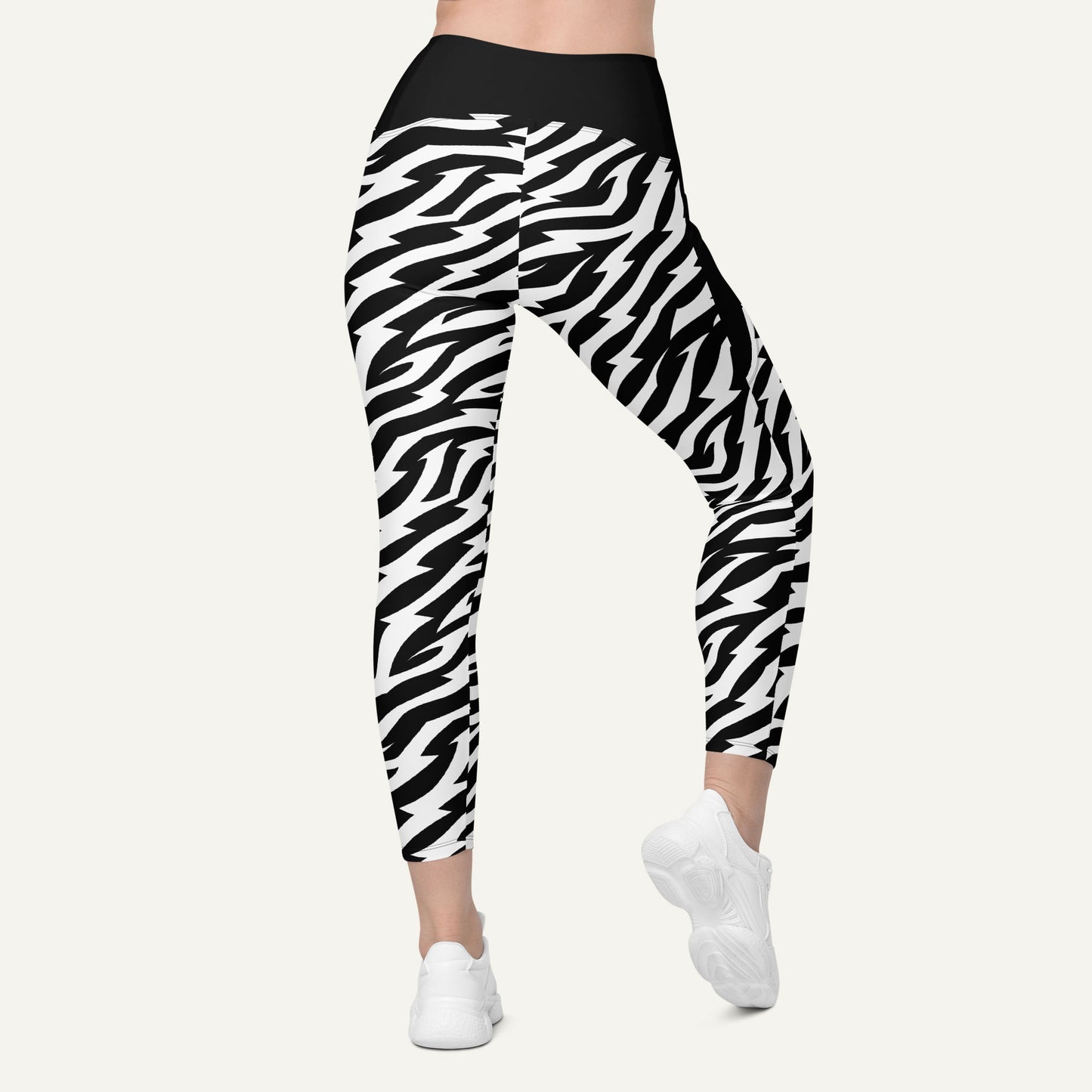 Electric Zebra Crossover Pocket Leggings - Ministry of Sweat