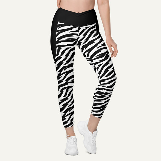 Electric Zebra Crossover Pocket Leggings - Ministry of Sweat