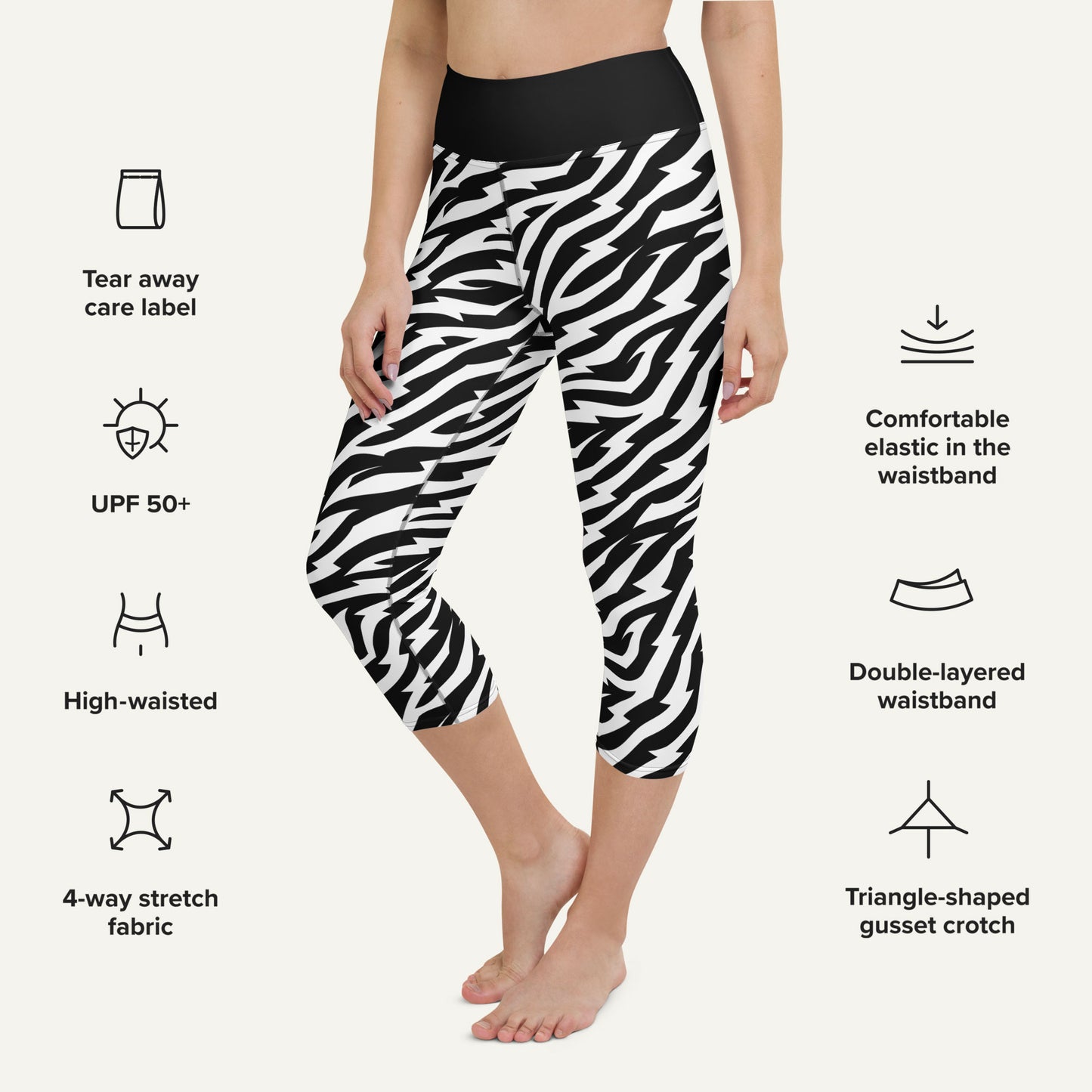 Electric Zebra High-Waisted Capri Leggings