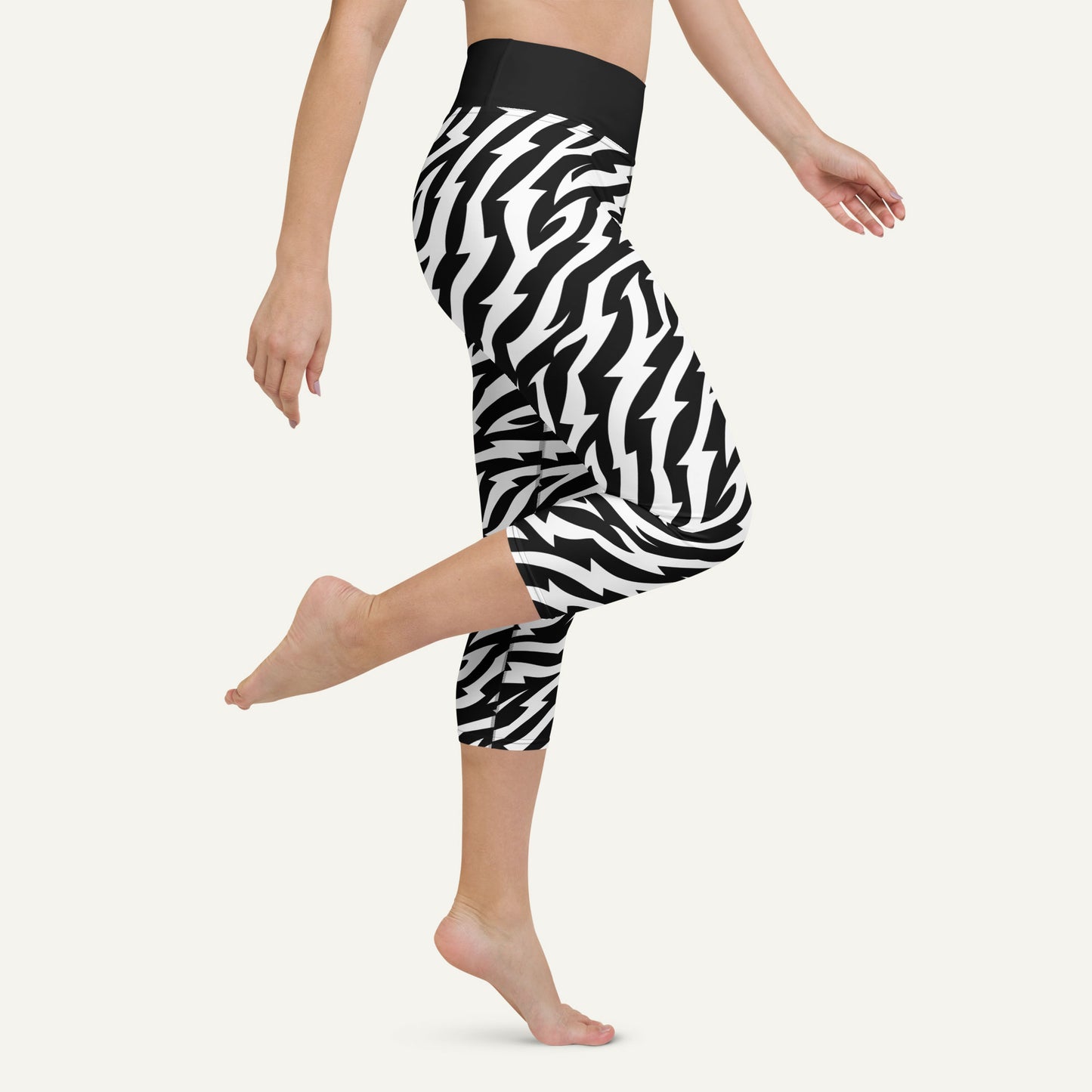 Electric Zebra High-Waisted Capri Leggings
