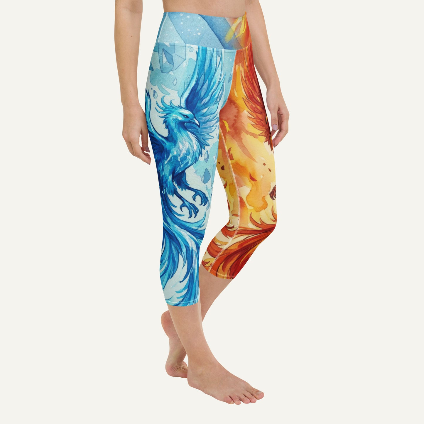 Fire And Ice Phoenix High-Waisted Capri Leggings - Ministry of Sweat