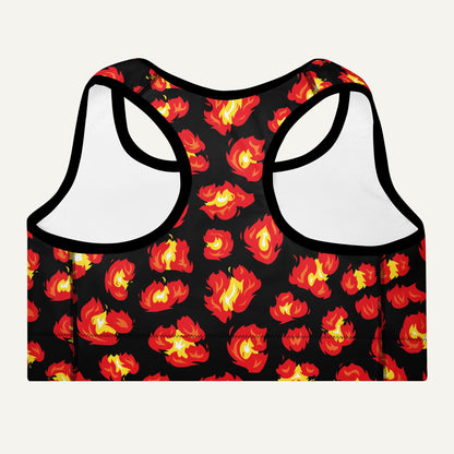Flaming Leopard Print Padded Sports Bra