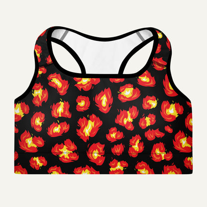 Flaming Leopard Print Padded Sports Bra