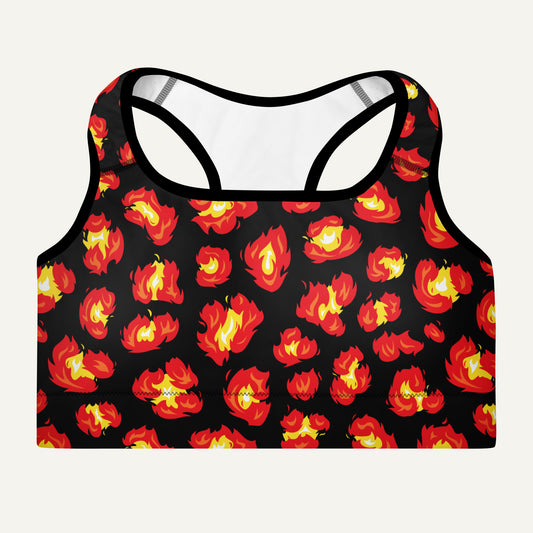 Flaming Leopard Print Padded Sports Bra