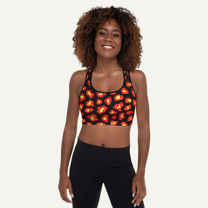 Flaming Leopard Print Padded Sports Bra