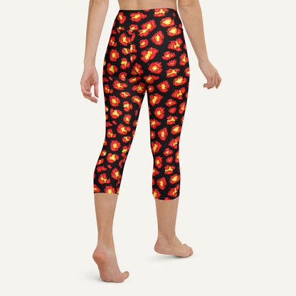 Flaming Leopard Print High-Waisted Capri Leggings