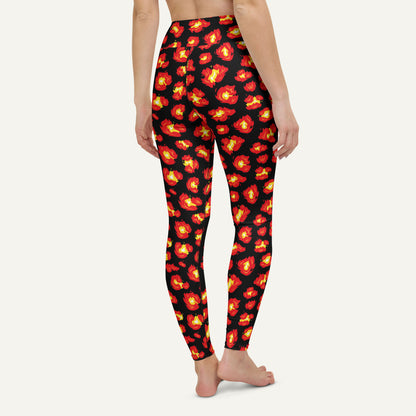 Flaming Leopard Print High-Waisted Leggings