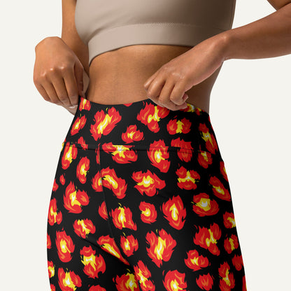 Flaming Leopard Print High-Waisted Leggings