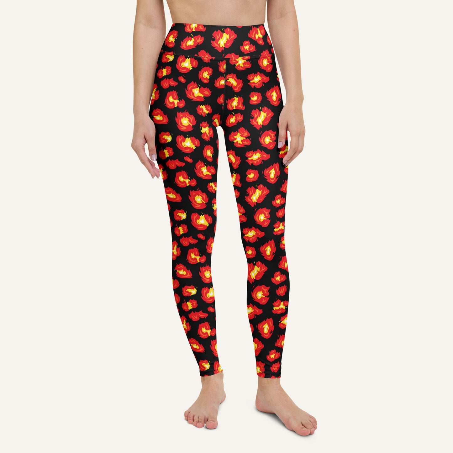 Flaming Leopard Print High-Waisted Leggings