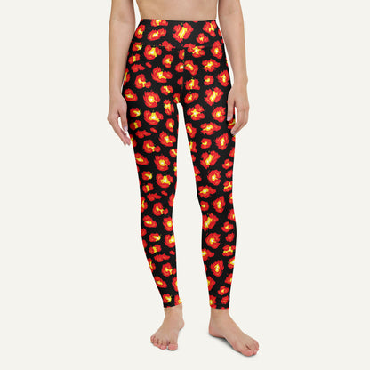 Flaming Leopard Print High-Waisted Leggings