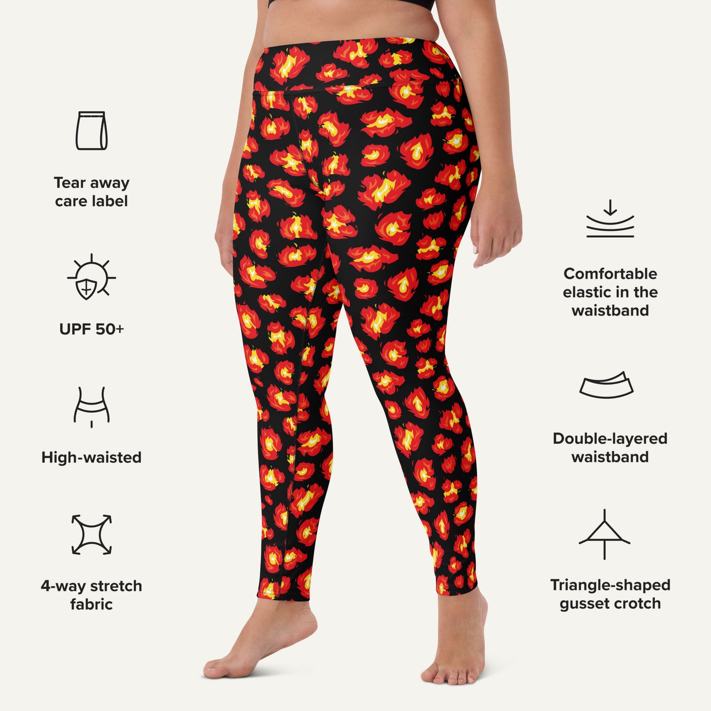 Flaming Leopard Print High-Waisted Leggings