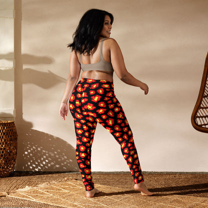 Flaming Leopard Print High-Waisted Leggings