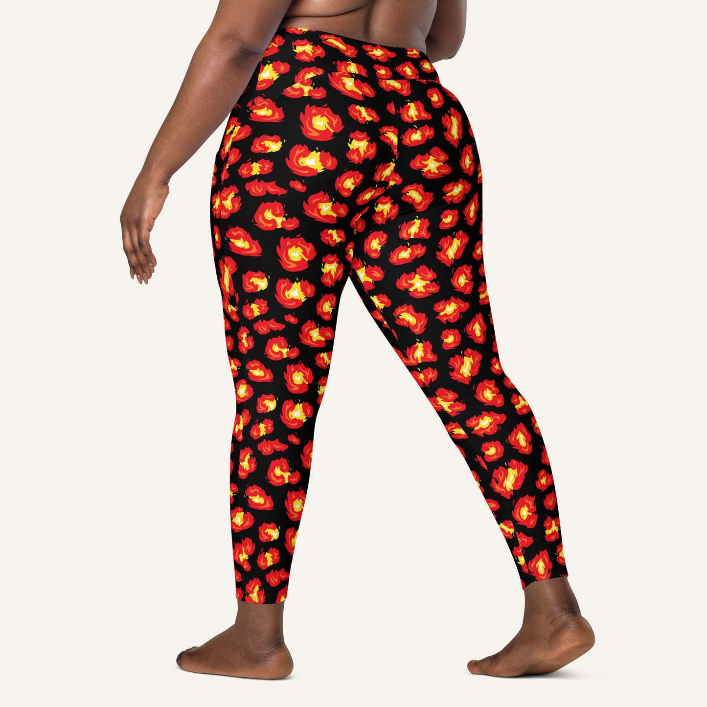 Flaming Leopard Print Pocket Leggings