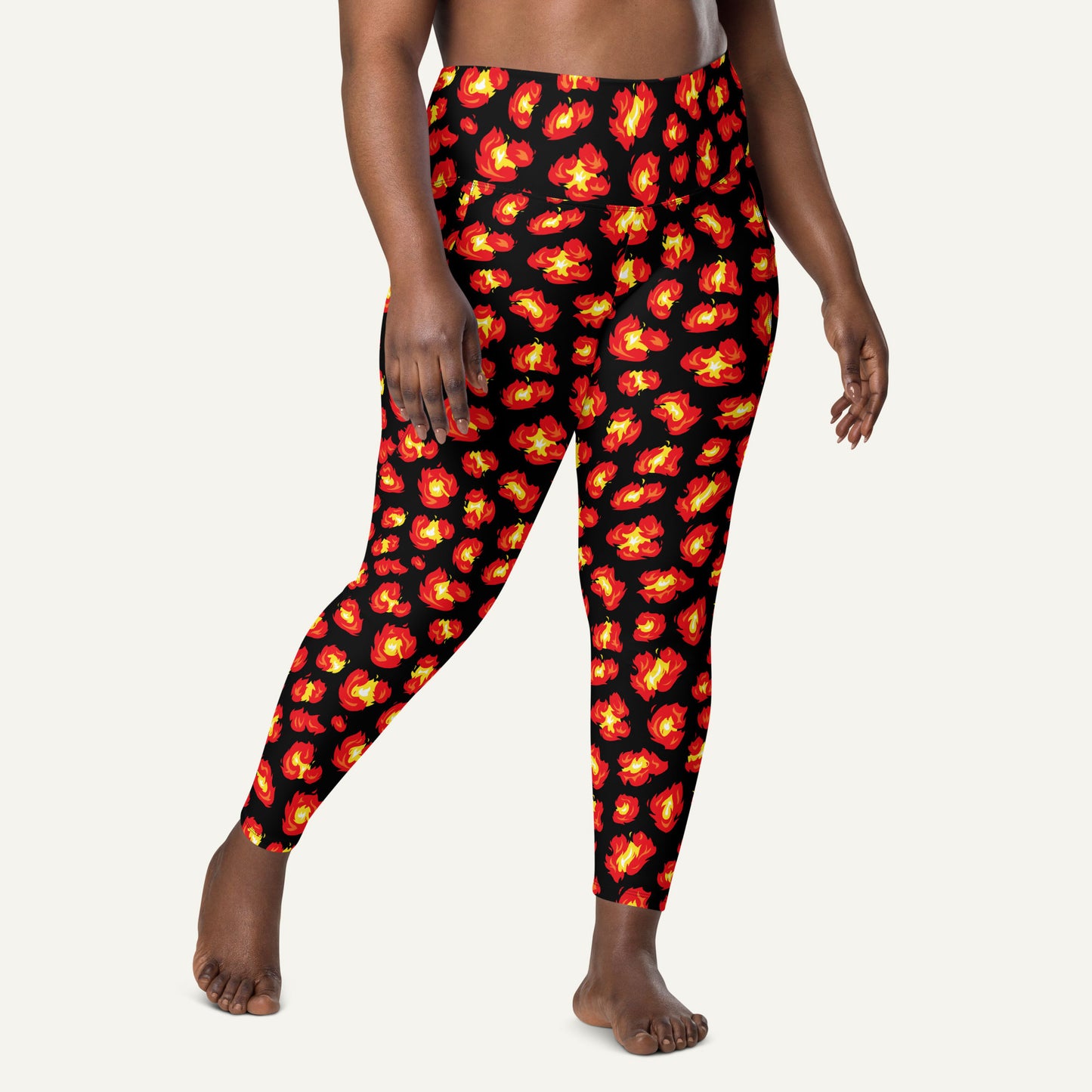 Flaming Leopard Print Pocket Leggings