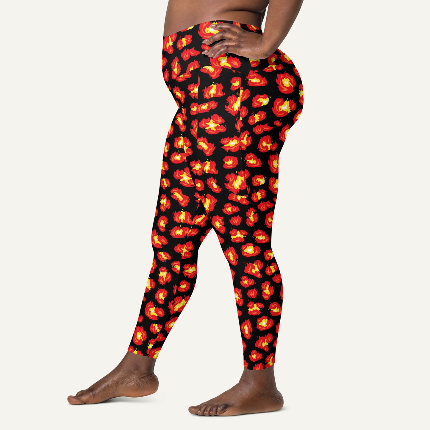 Flaming Leopard Print Pocket Leggings