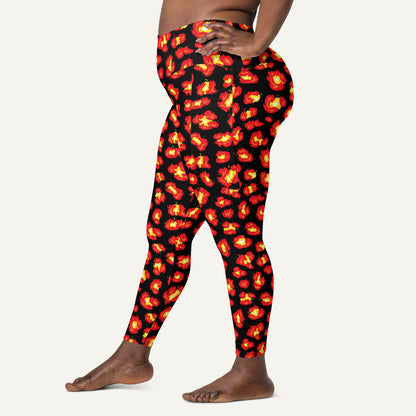 Flaming Leopard Print Pocket Leggings