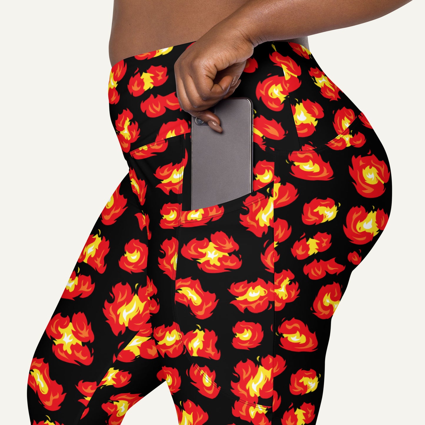 Flaming Leopard Print Pocket Leggings