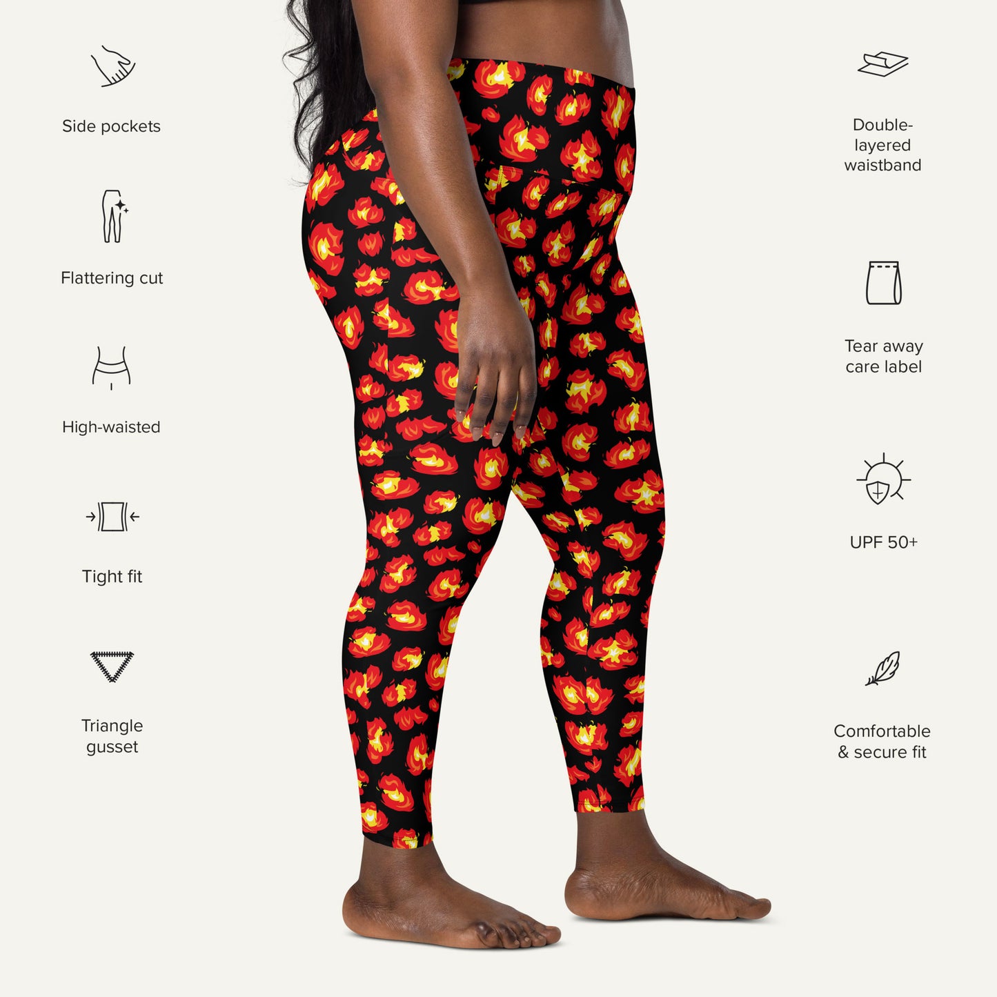 Flaming Leopard Print Pocket Leggings