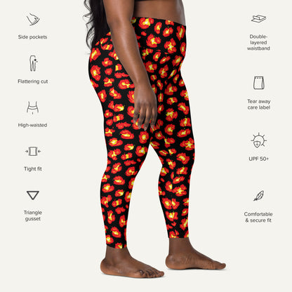 Flaming Leopard Print Pocket Leggings
