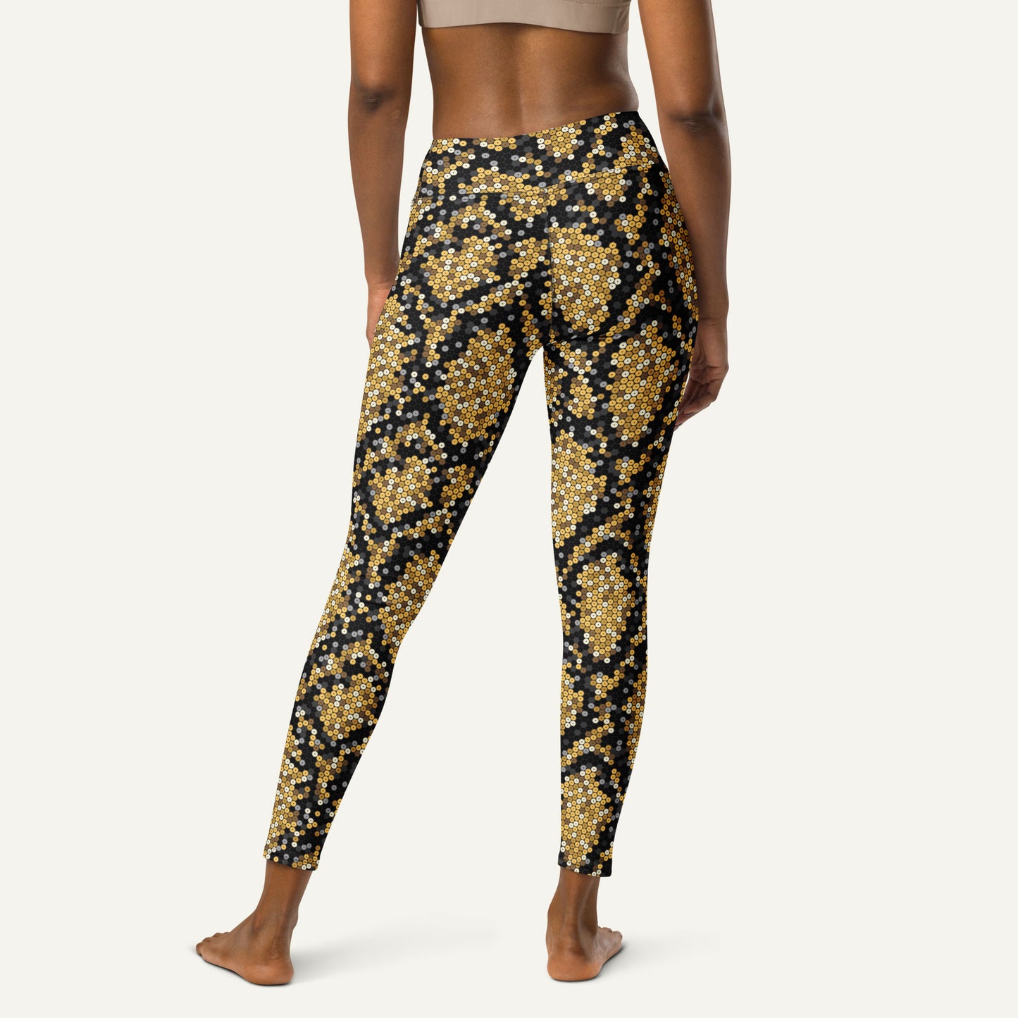 Gold Sequin Snakeskin High-Waisted Leggings