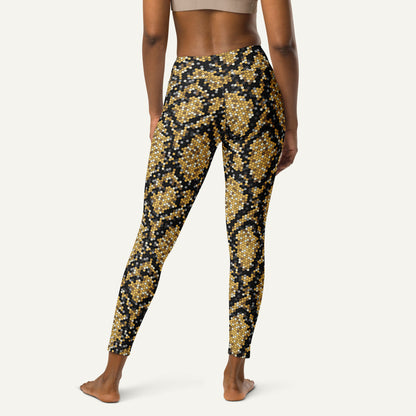 Gold Sequin Snakeskin High-Waisted Leggings