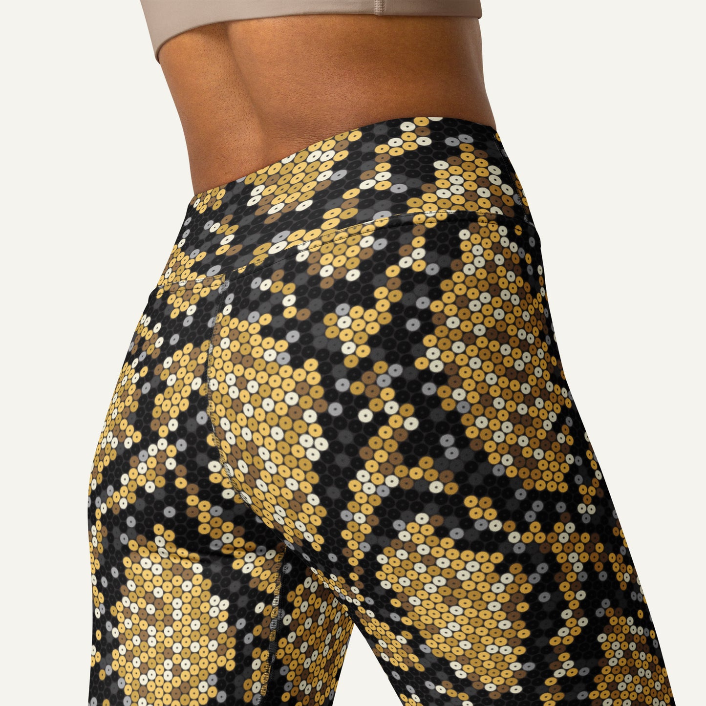 Gold Sequin Snakeskin High-Waisted Leggings