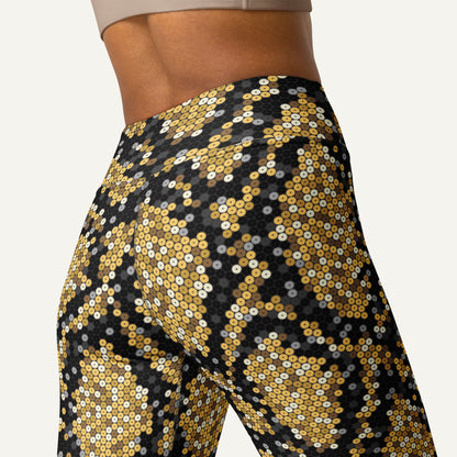 Gold Sequin Snakeskin High-Waisted Leggings