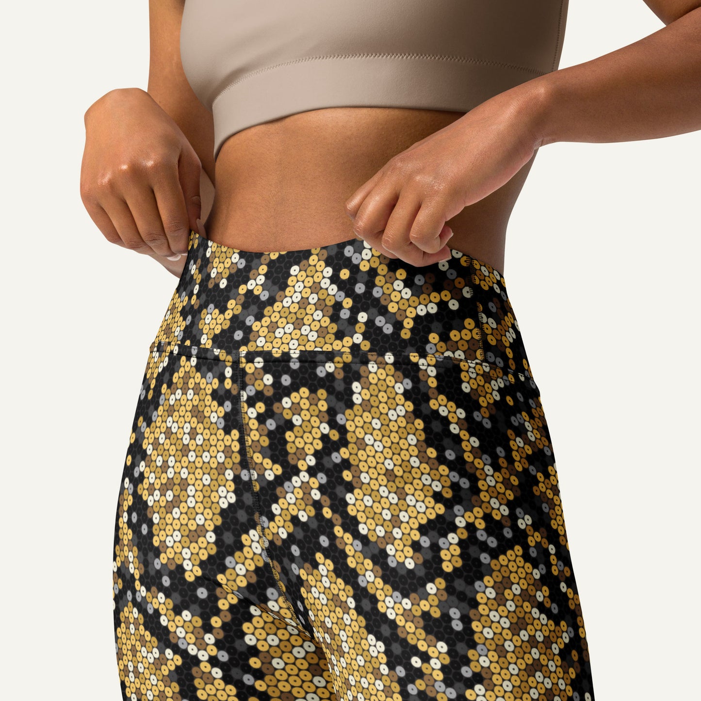 Gold Sequin Snakeskin High-Waisted Leggings