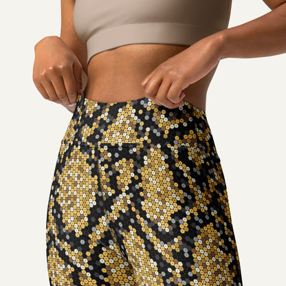 Gold Sequin Snakeskin High-Waisted Leggings